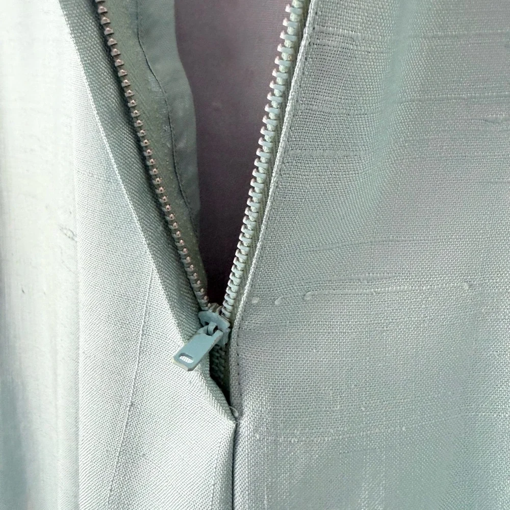 Vintage 50s 60s Baby Blue Hand Beaded Sheath Dress Lace Rhinestone Cocktail M/L - Picture 8 of 16